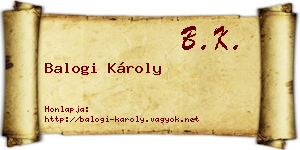 Balogi Károly névjegykártya
